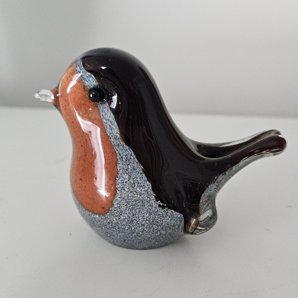 Signed Lahgham England Art Glass Bird Paperweight